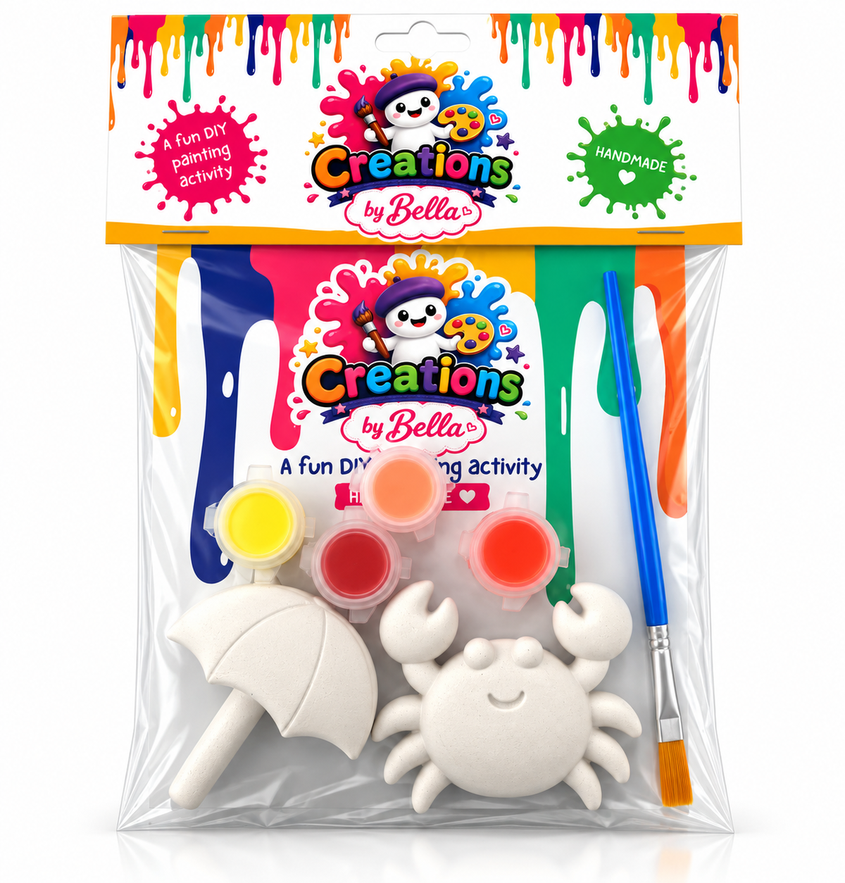 Plaster Painting Kits For Kids | Crab & Beach Umbrella Edition